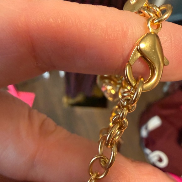 J.Crew Gold Heart and Crystal Charm Bracelet NWOT - Picture 3 of 7